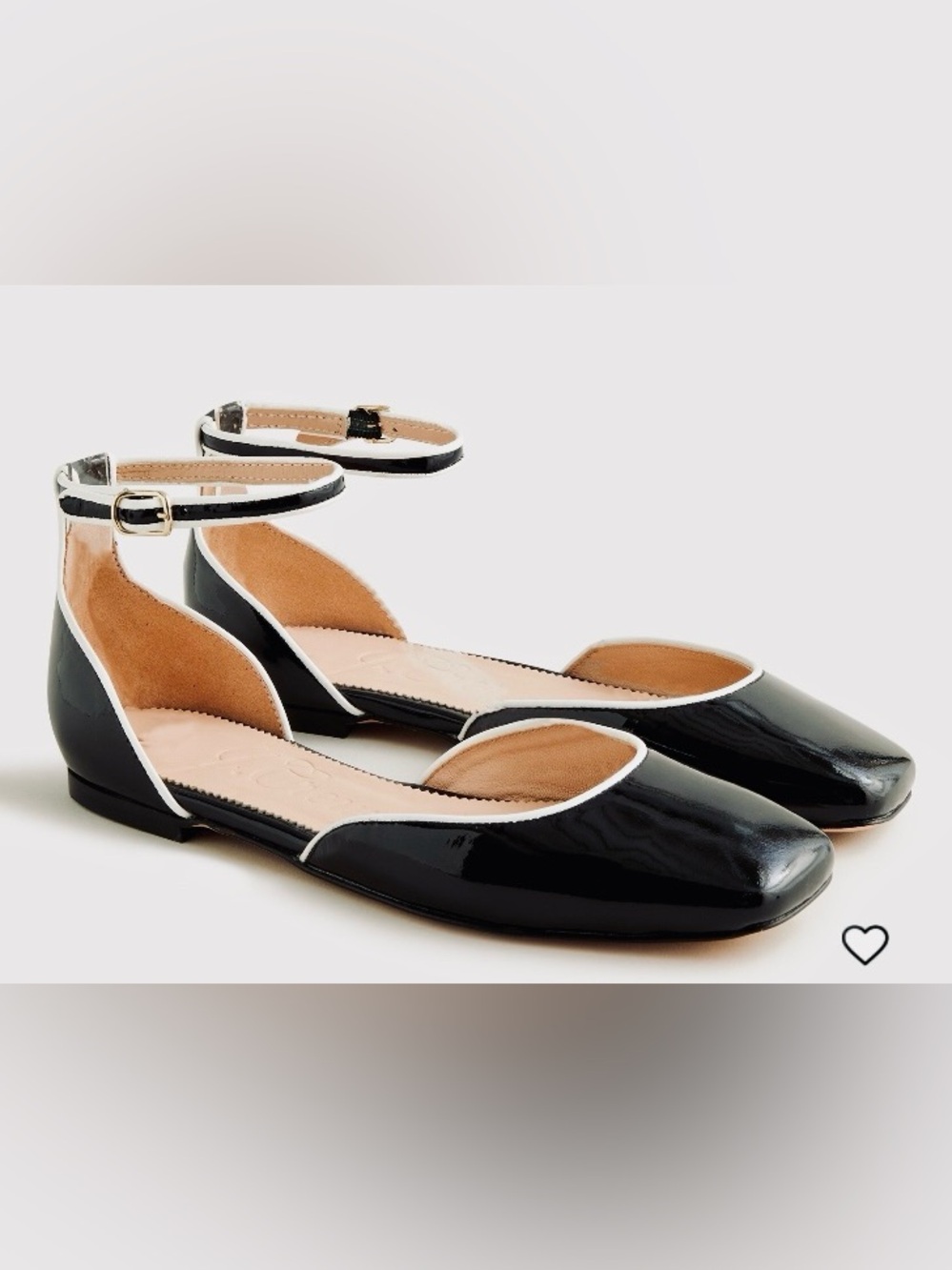J. Crew Anya Black and White Flats with Ankle Strap